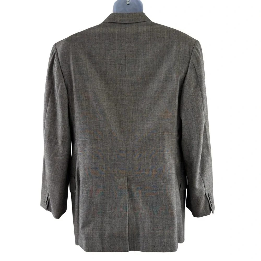 Vintage Alan Flusser Sport Coat Mens 44R Gray Glen Plaid Wool Tweed 80s Academia